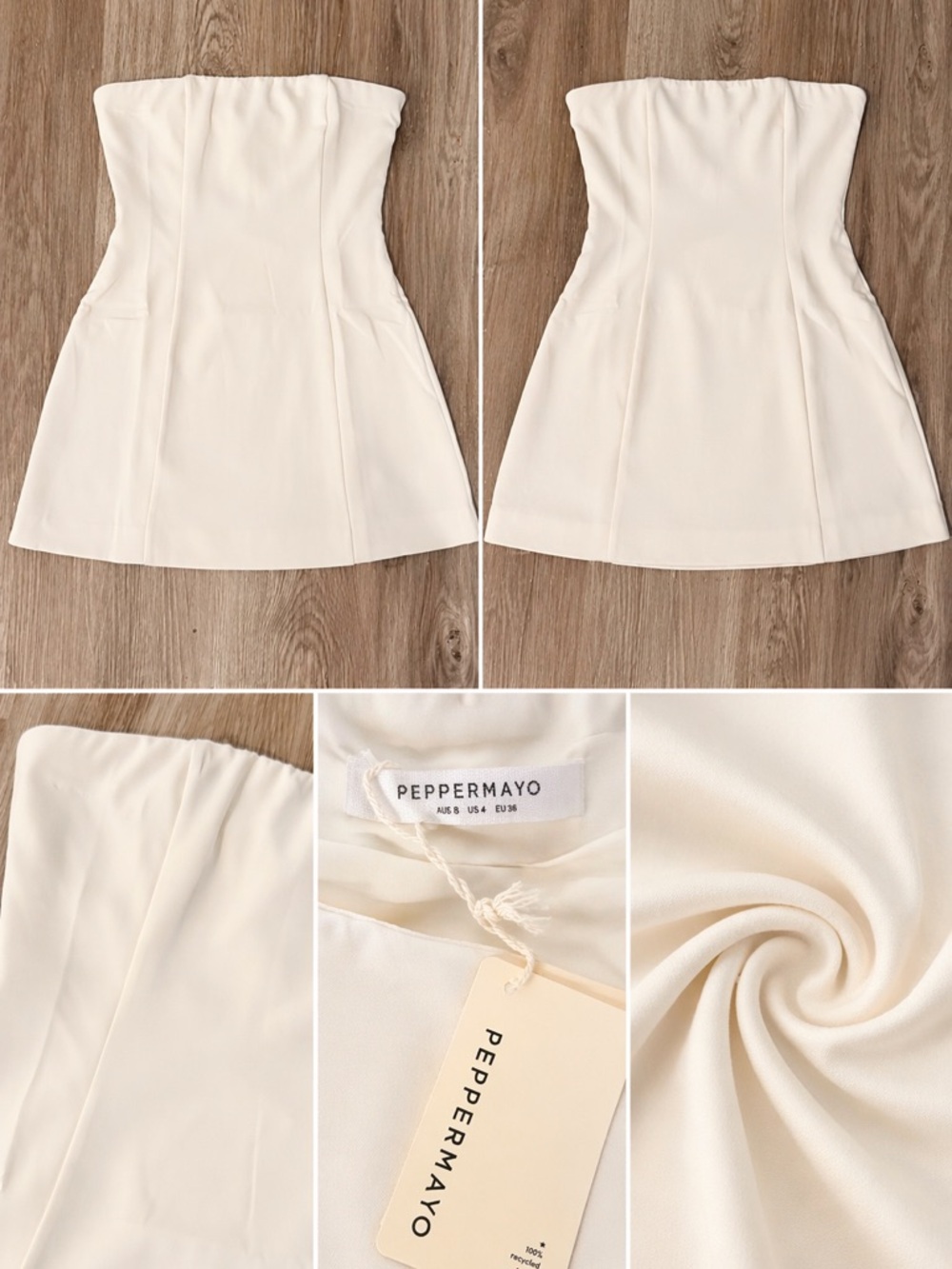 Peppermayo Cream Strapless A-Line Mini Dress